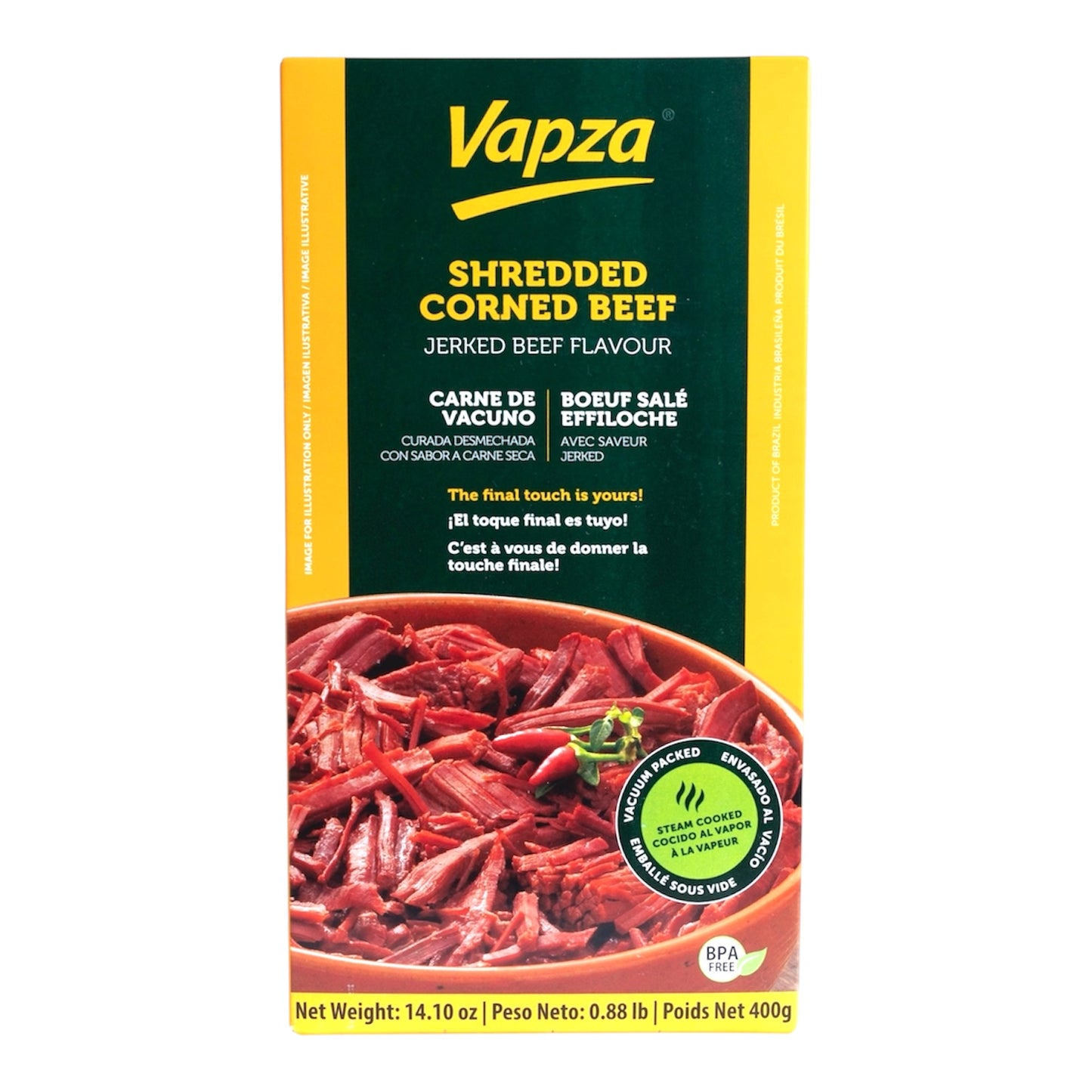 Vapza Steam Cooked Shredded jerked corned beef | Carne Seca Desfiada
