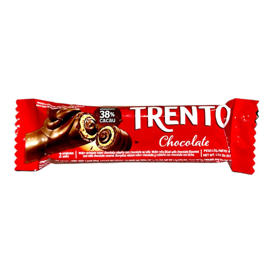 Trento Wafer rolls with chocolate flavoured and milk chocolate covered | Wafer recheado sabor chocolate coberto com chocolate ao leite